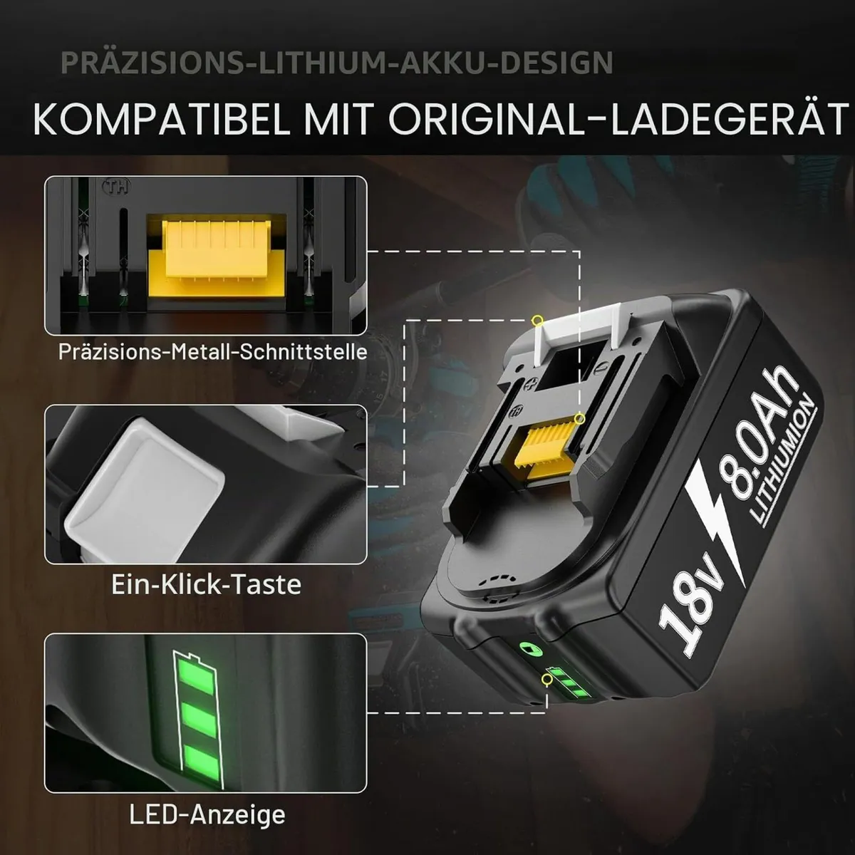 18V 8Ah Lithium Battery Pack for Power Tools - Image 4