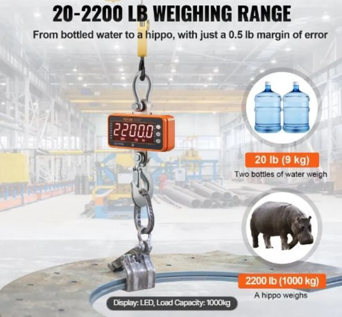 Digital Crane Scale, 2200 lbs/1000 kg - Image 3