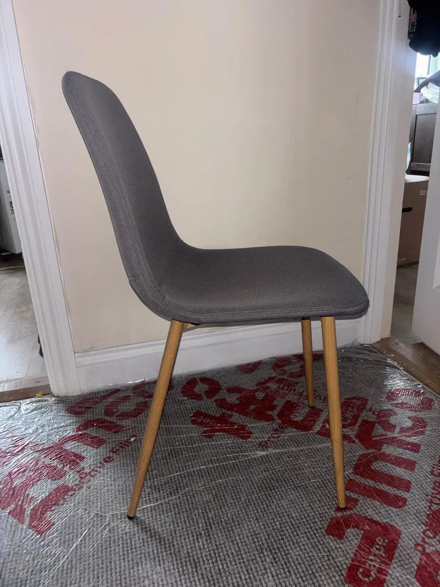 6x JYSK Dining room chair grey fabric/natural oak - Image 1