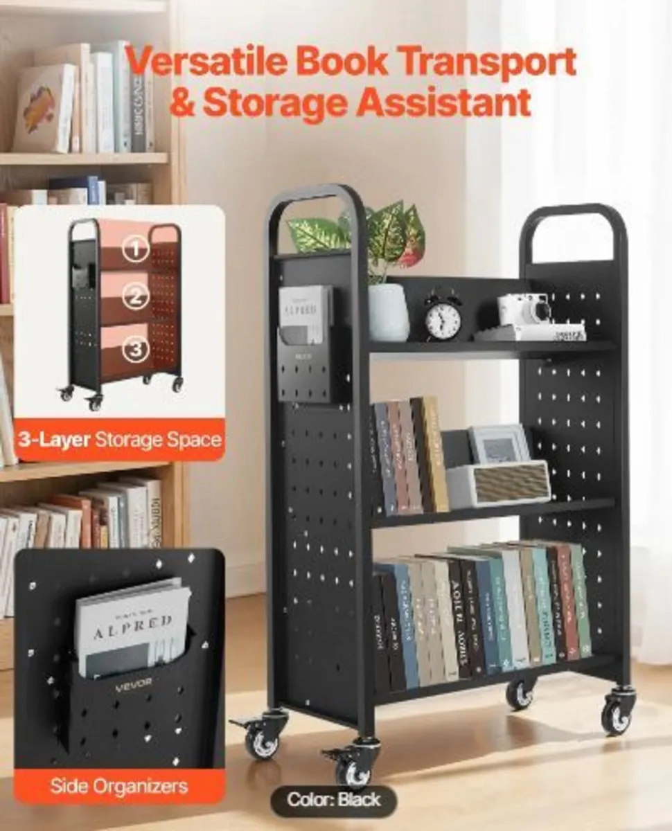 Rolling Library Book Cart - Image 4