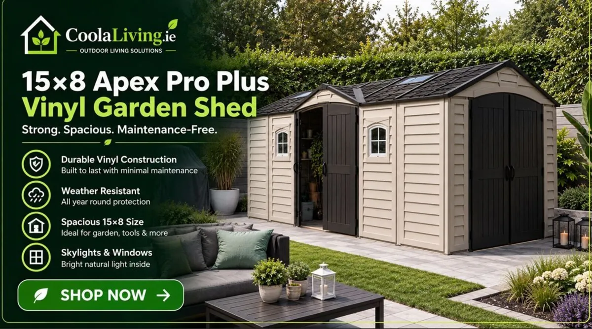 15x8 APEX PRO PLUS VINYL GARDEN SHED – LARGE HEAVY - Image 3