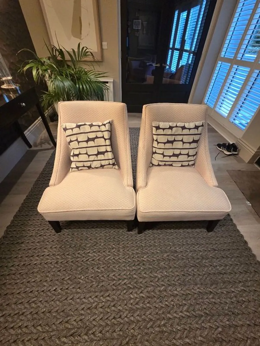 Absolutely stunning pair of cream / very light pink patterned accent chairs - Image 1