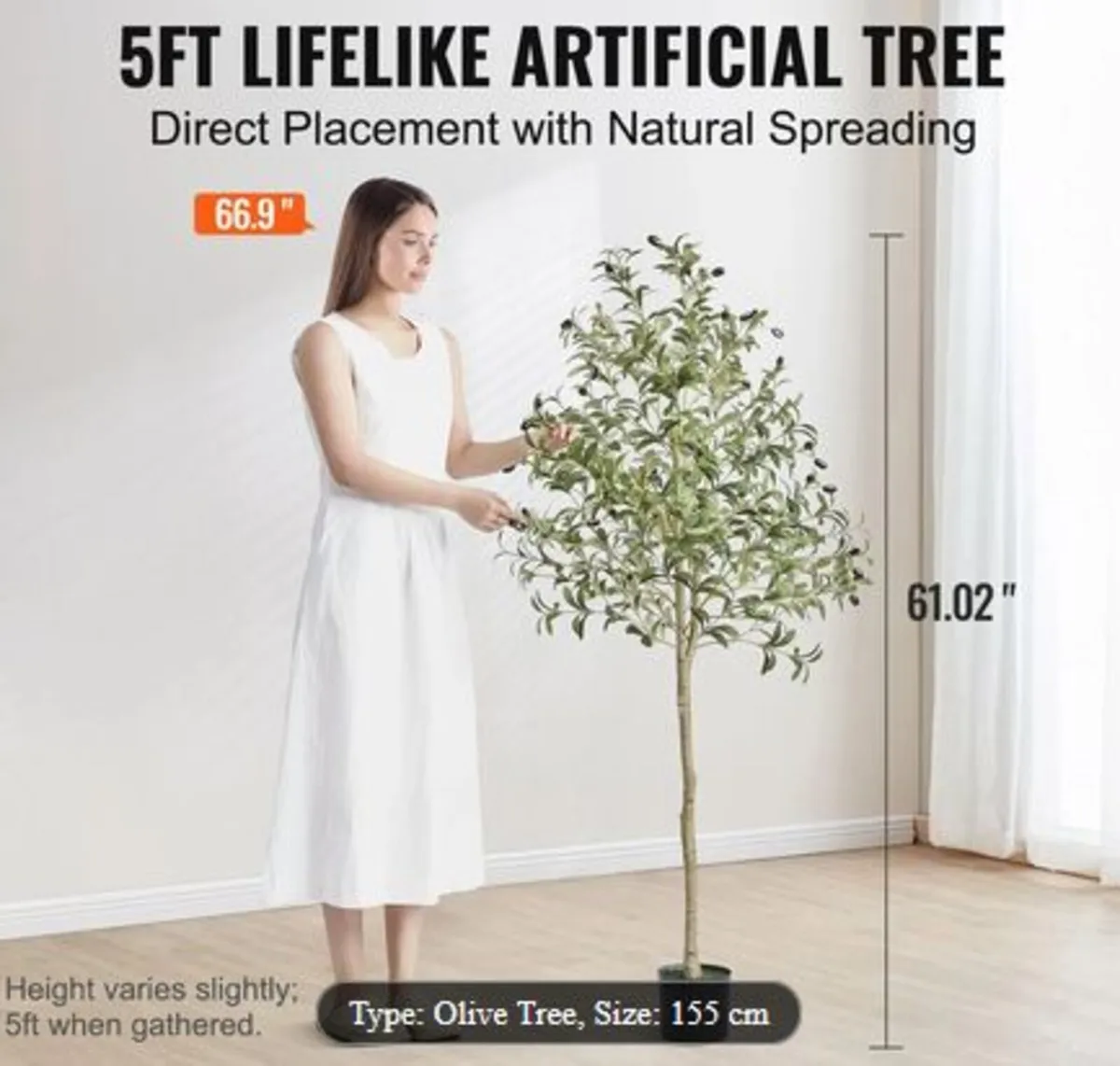 Artificial Olive Tree,1.5m Tall Faux Plant,Secure - Image 2