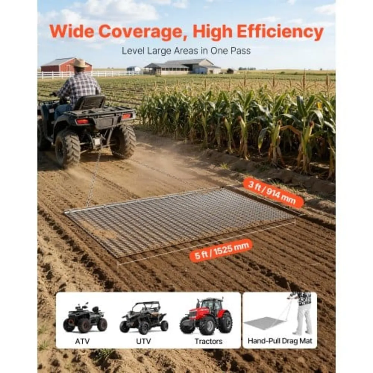 Drag Harrow, 1.5x0.9 m, High-Efficiency Chain Harr - Image 3