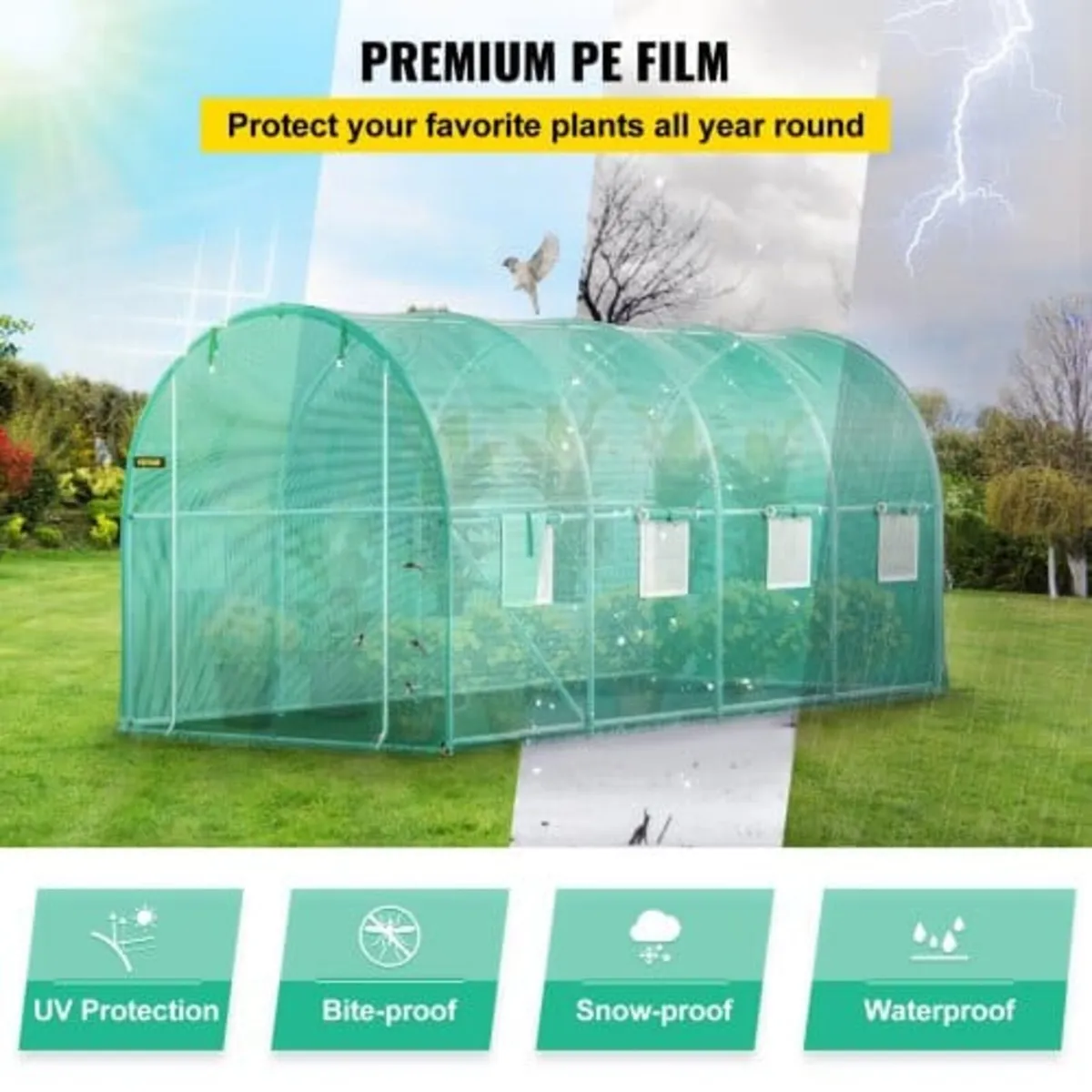Walk-in Tunnel Greenhouse, 4.5 x 2 x 2 m /15 x 7 x - Image 3
