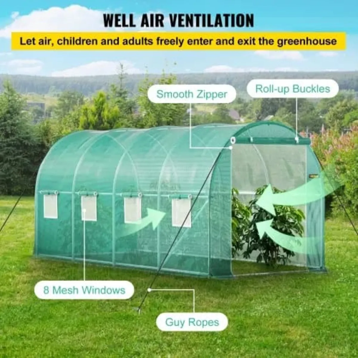 Walk-in Tunnel Greenhouse, 4.5 x 2 x 2 m /15 x 7 x - Image 4