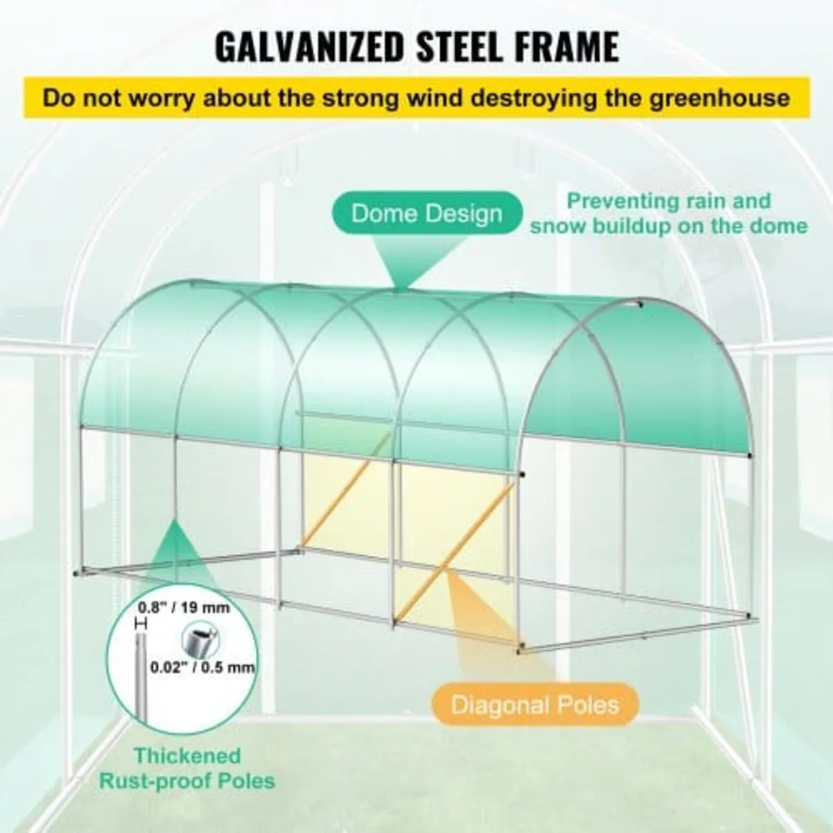 Walk-in Tunnel Greenhouse, 4.5 x 2 x 2 m /15 x 7 x - Image 2