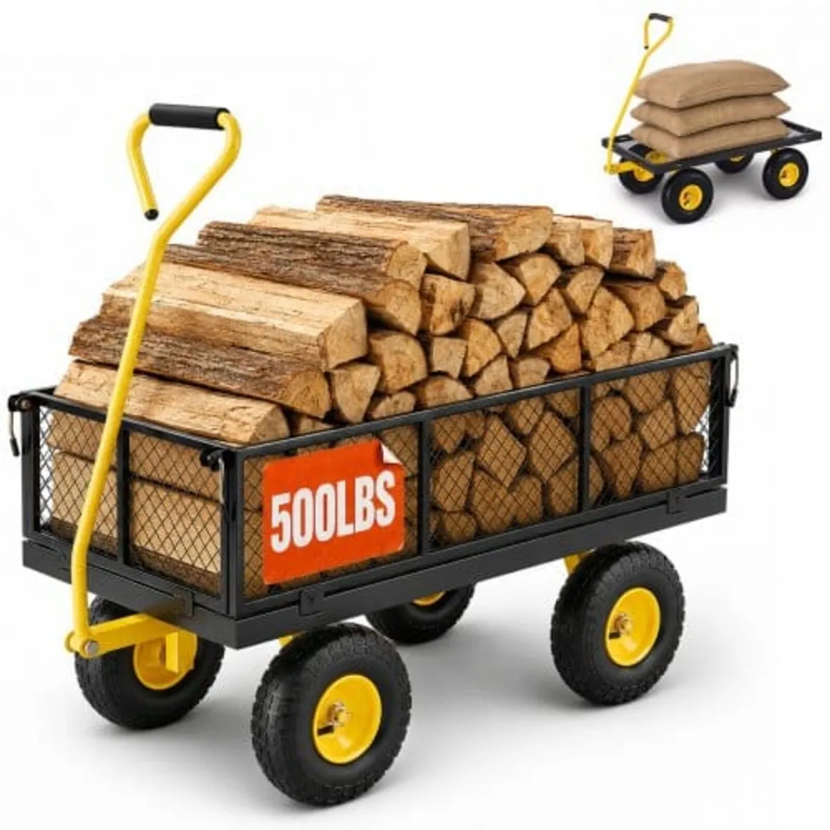 500 Lbs Steel Garden Cart, Heavy Duty Garden Wagon - Image 1