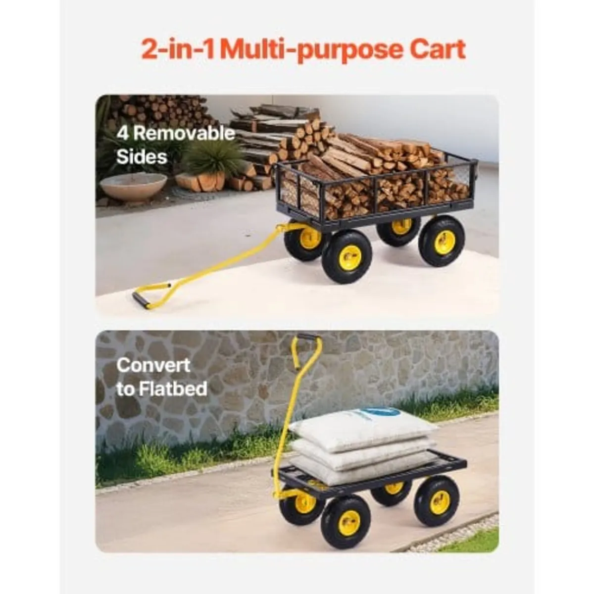 500 Lbs Steel Garden Cart, Heavy Duty Garden Wagon - Image 2