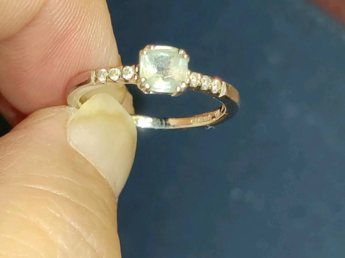 AQUA & DIAMONDS, 9CT White Gold New Dress Ring ! - Image 1