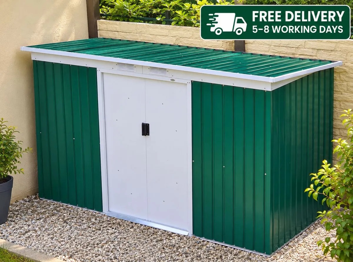 9ft x 4ft Metal Garden Storage Shed with Sliding - Image 1