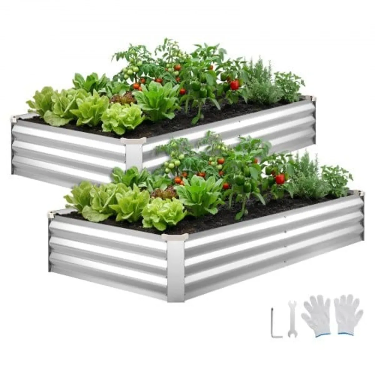 2 Pack Galvanized Raised Garden Beds, 180 x 90 x 3 - Image 1
