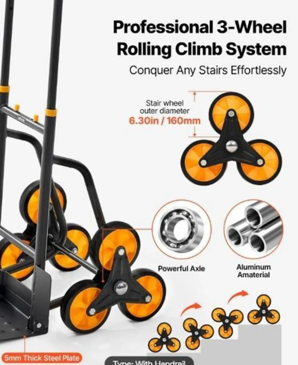 Heavy Duty Stair Climbing Cart 200kg Folding Hand - Image 3