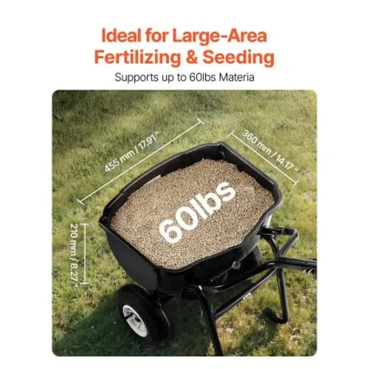 Walk Behind Spreader, 60LBS Capacity, Push Spreade - Image 3