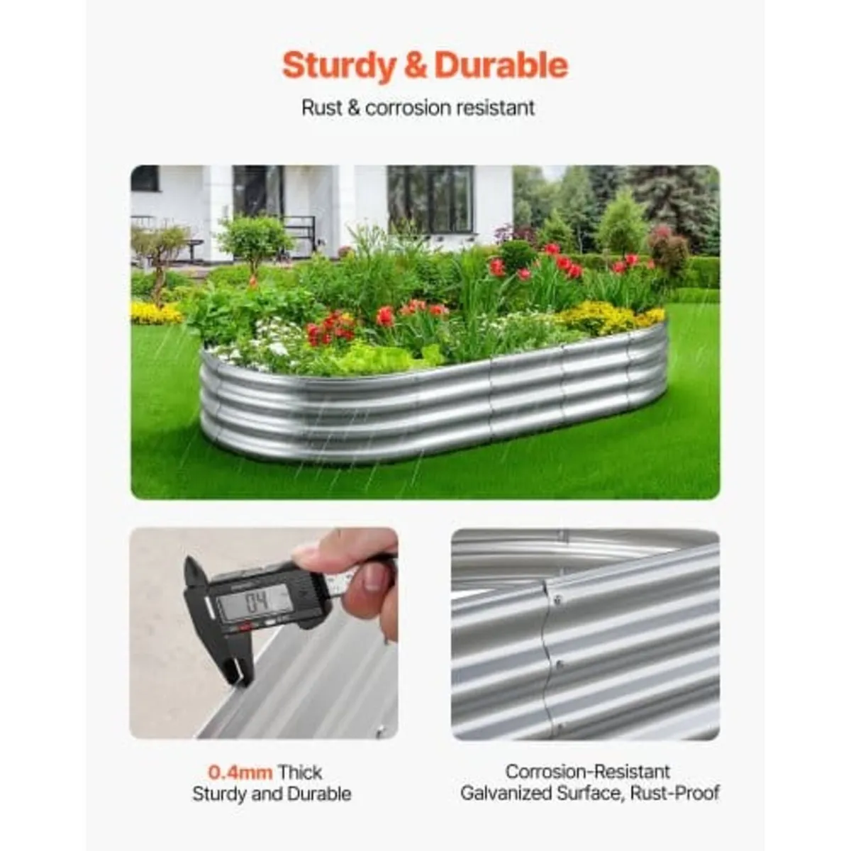 Metal Raised Garden Bed, 1.8 x 0.9 x 0.3 m Outdoor - Image 3