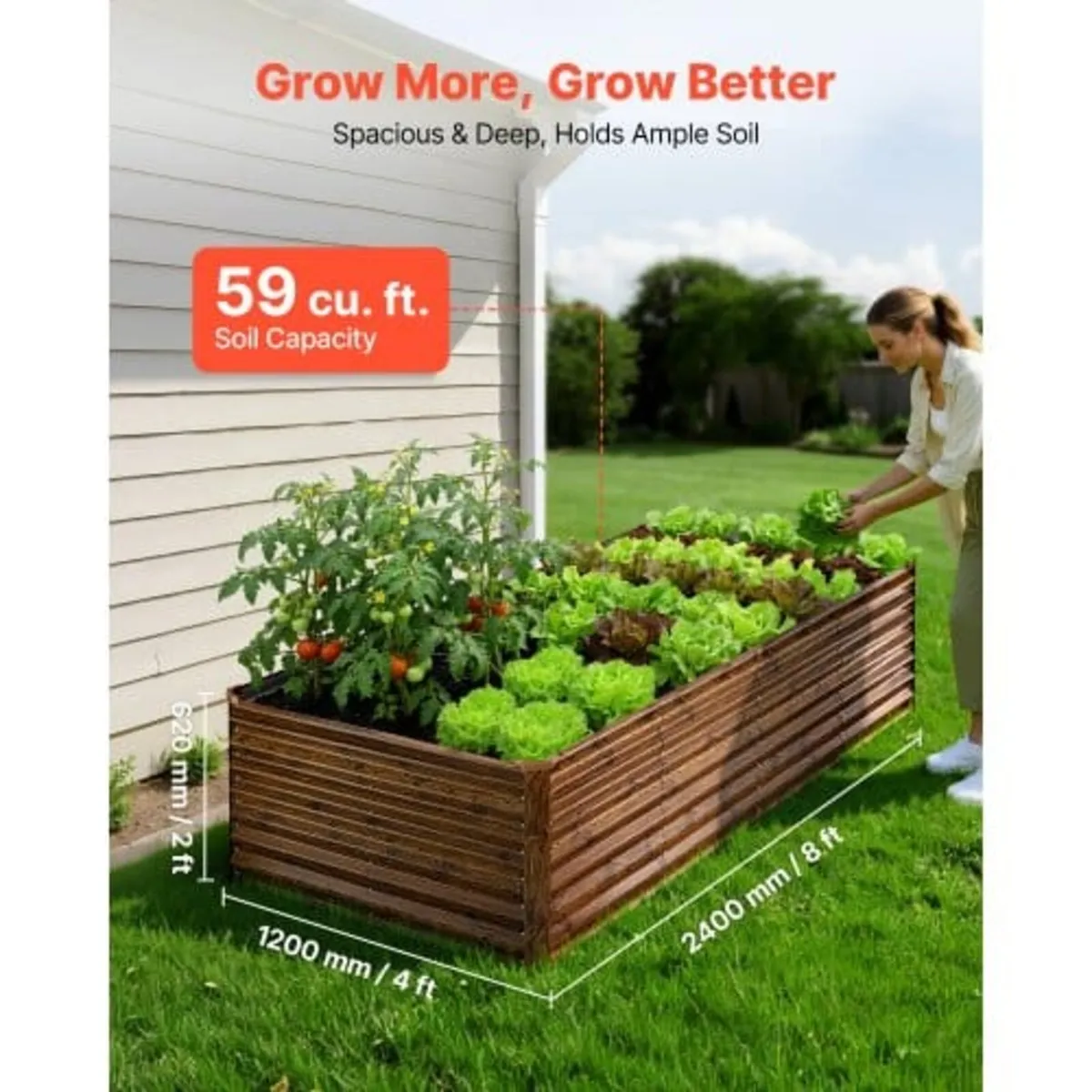 Galvanized Raised Garden Bed, 240 x 120 x 62 cm, R - Image 3