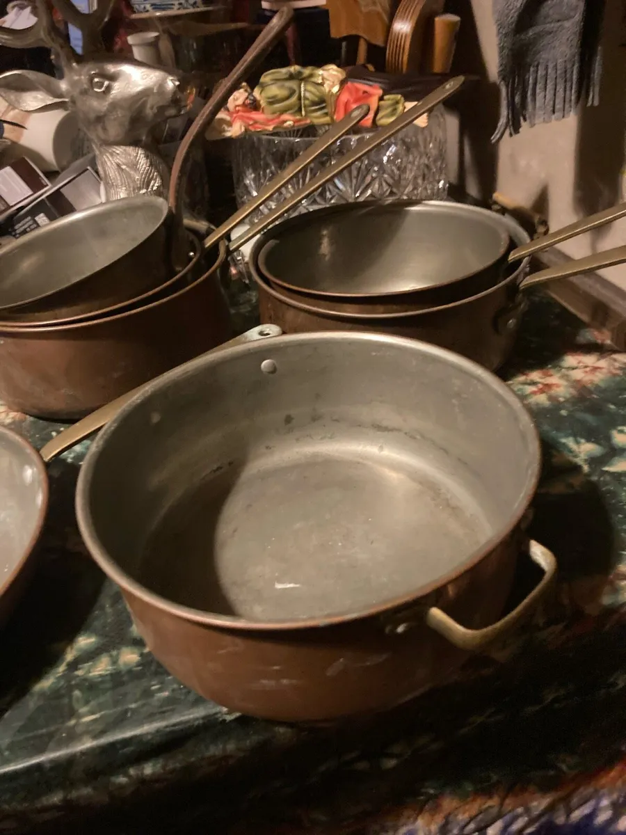 Vintage copper brass pits and pans free postage - Image 2
