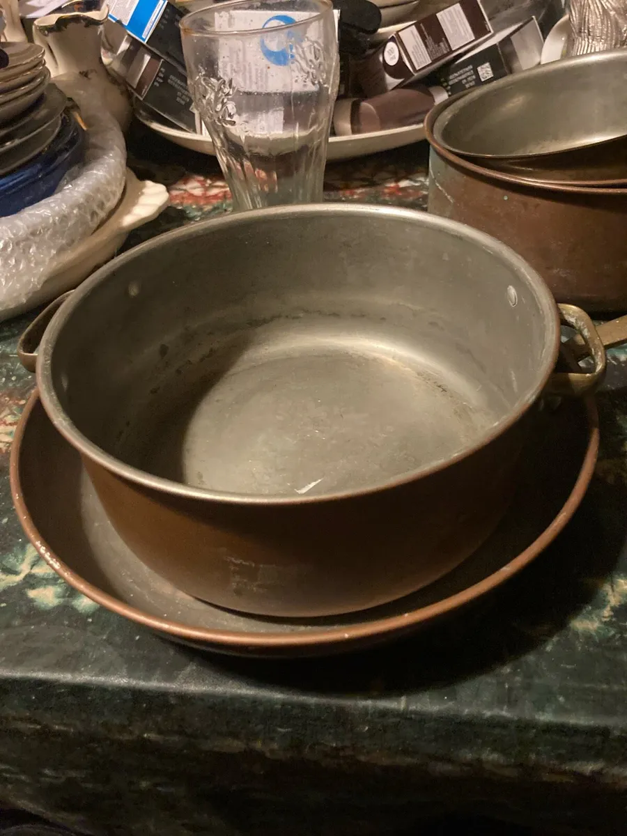 Vintage copper brass pits and pans free postage - Image 3