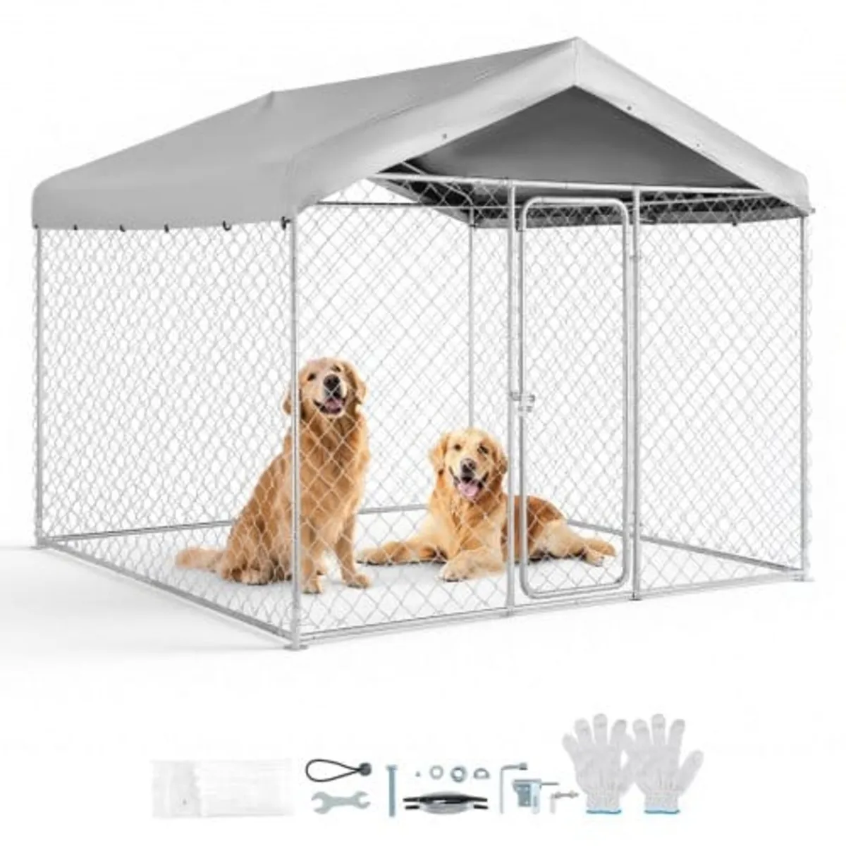 Outdoor Dog Kennel, 2.3 x 2.3 x 2.15 m Large Dog K - Image 1