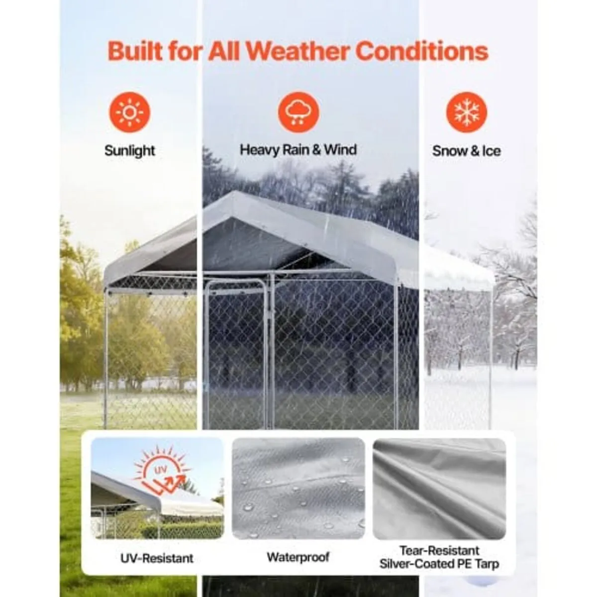 Outdoor Dog Kennel, 2.3 x 2.3 x 2.15 m Large Dog K - Image 2