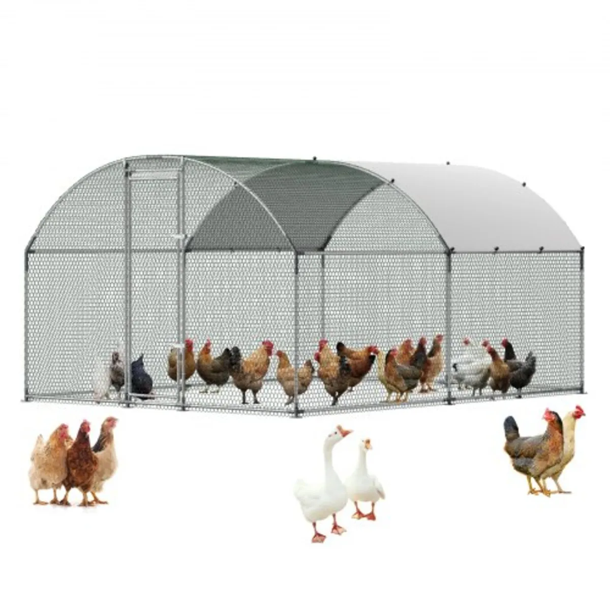 Large Metal Chicken Coop 3 x 3.97 x 2 m Walk-in Ch - Image 1