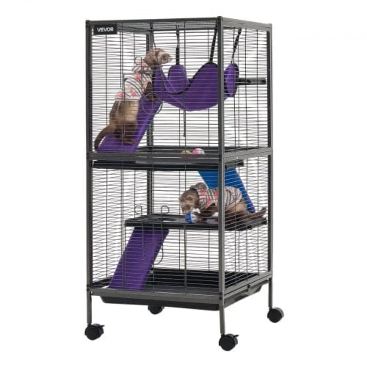 Metal Small Animal Cage 113 cm 4-Tier Rolling Ferr - Image 1