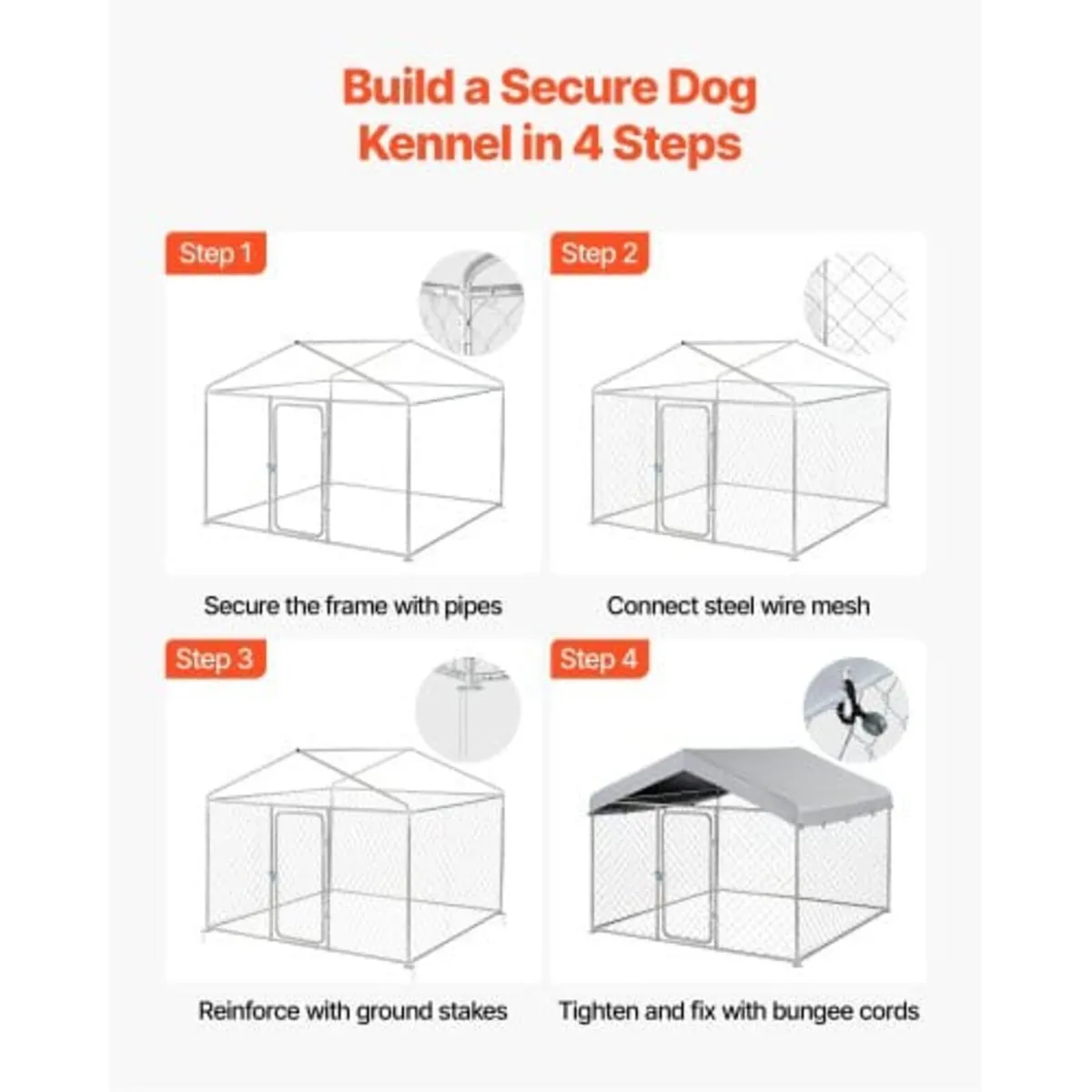 Outdoor Dog Kennel, 2 x 2 x 1.6 m Large Dog Kennel - Image 4