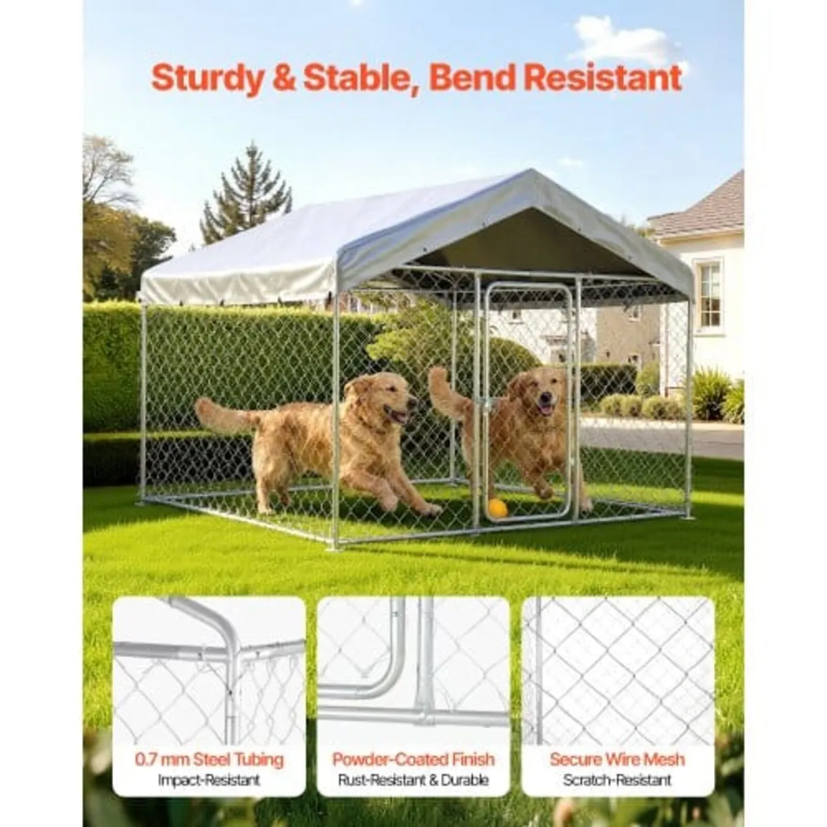 Outdoor Dog Kennel, 2 x 2 x 1.6 m Large Dog Kennel - Image 2