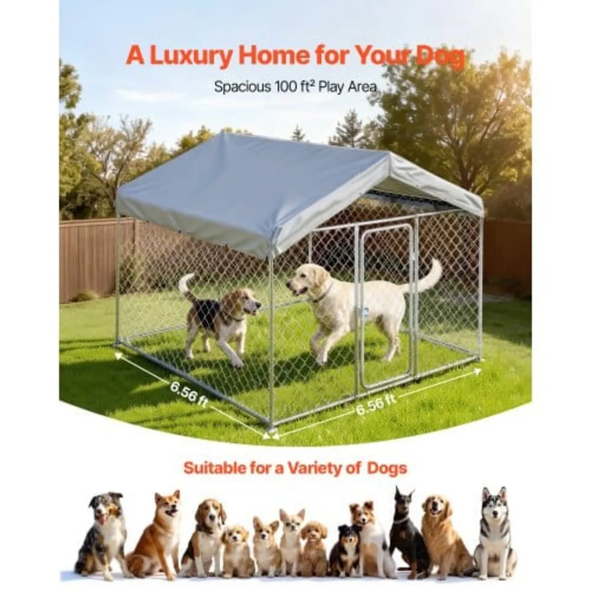 Outdoor Dog Kennel, 2 x 2 x 1.6 m Large Dog Kennel - Image 3