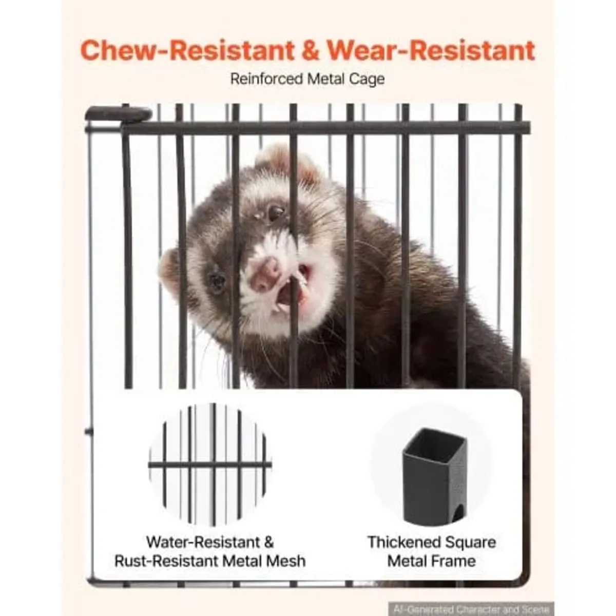 Metal Small Animal Cage 101 cm 3-Tier Rolling Ferr - Image 2