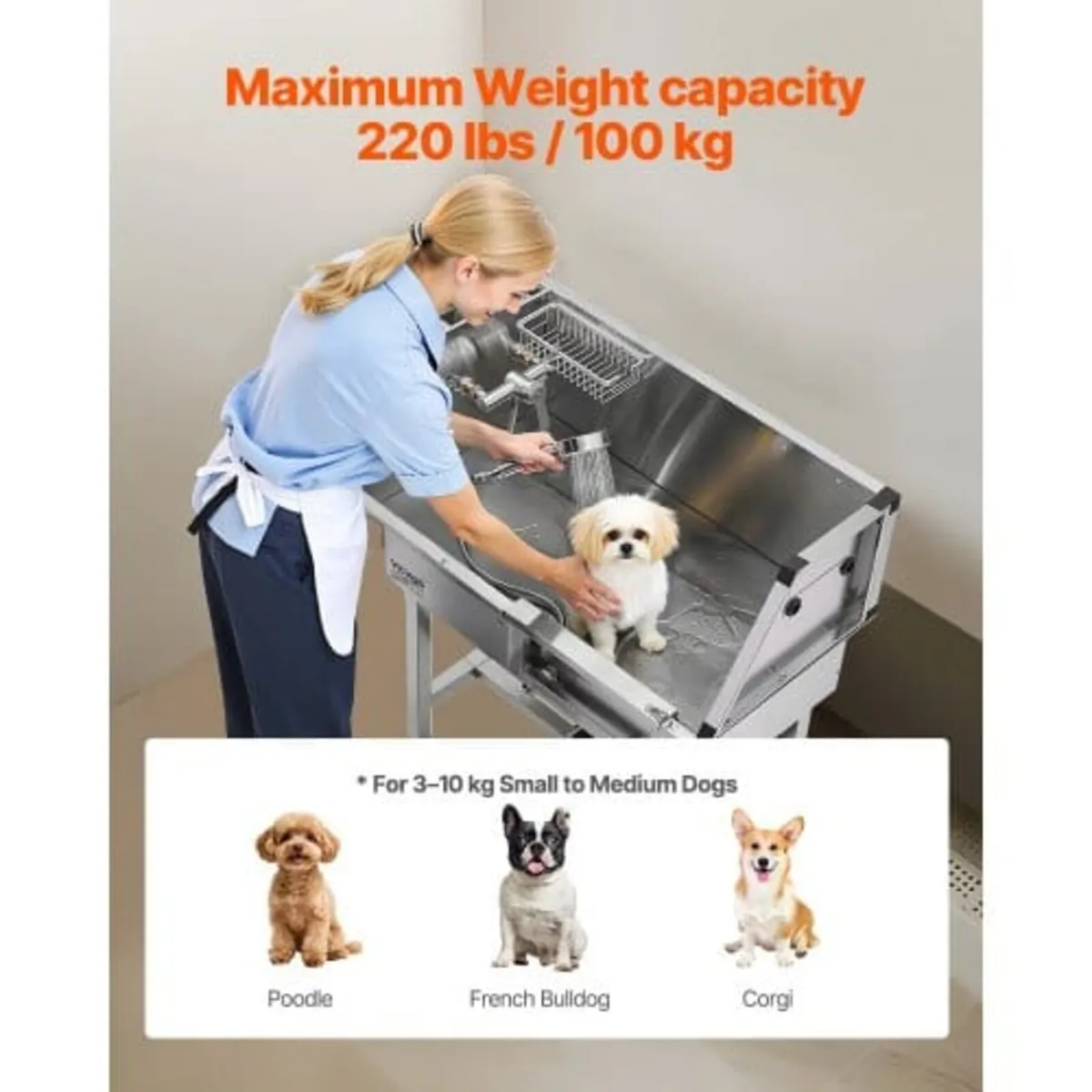 86.4 cm Dog Washing Station, Stainless Steel Pet G - Image 3