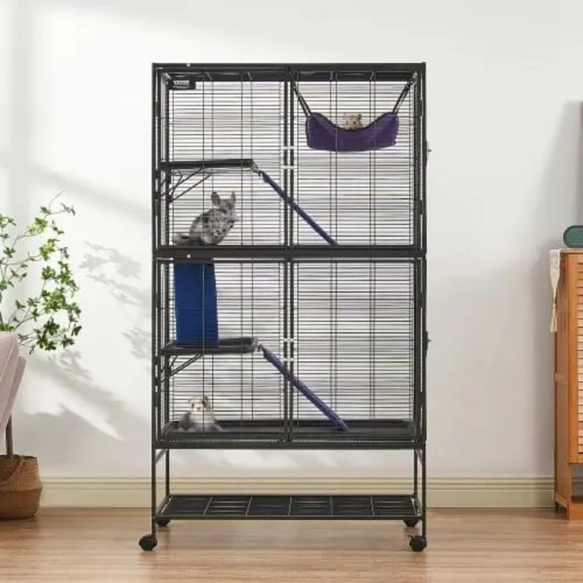 164.1 cm Metal Small Animal Cage 4-Tier Rolling Fe - Image 1
