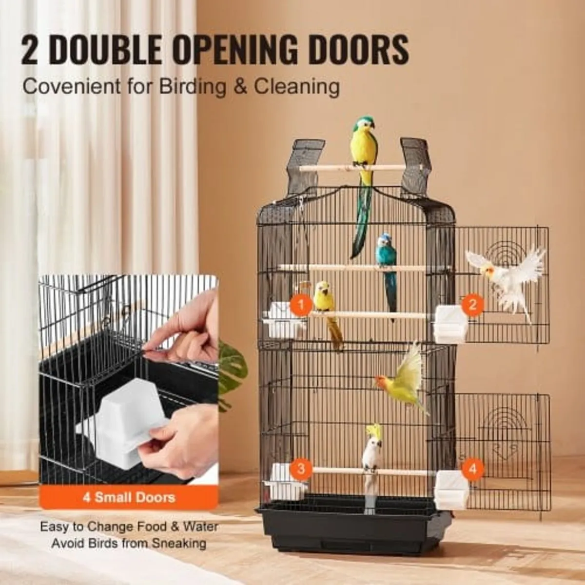 41-inch Open Top Large Parrot Bird Cage, Hanging B - Image 2