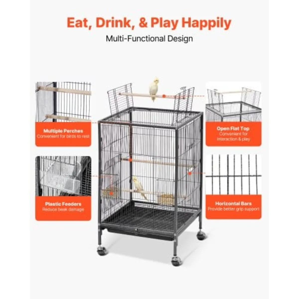 Bird Cage, 460 x 460 x 770 mm, Open Flat Top, Wrou - Image 3