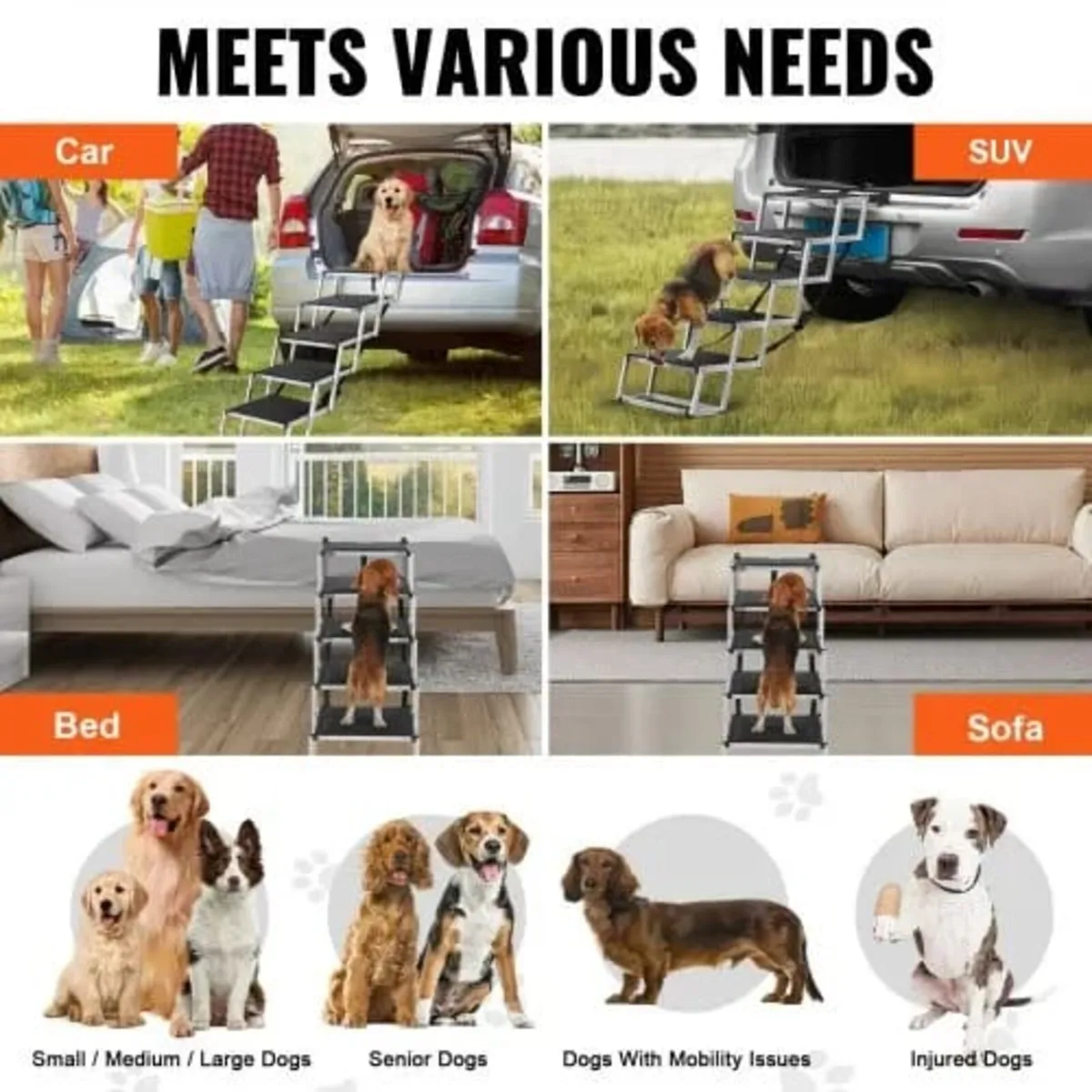 Dog Stair for Cars 5-step Folding Dog Steps Alumin - Image 3