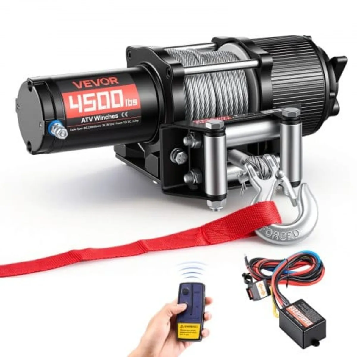 2041 kg Electric Winch, 12V DC ATV/UTV Winch with - Image 1