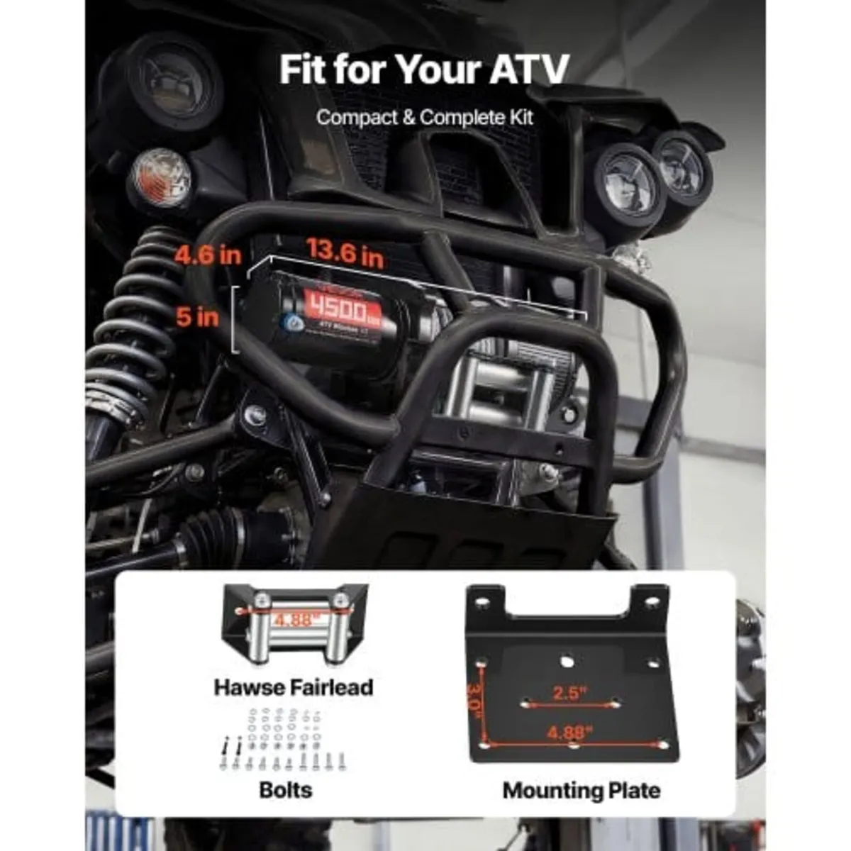 2041 kg Electric Winch, 12V DC ATV/UTV Winch with - Image 3