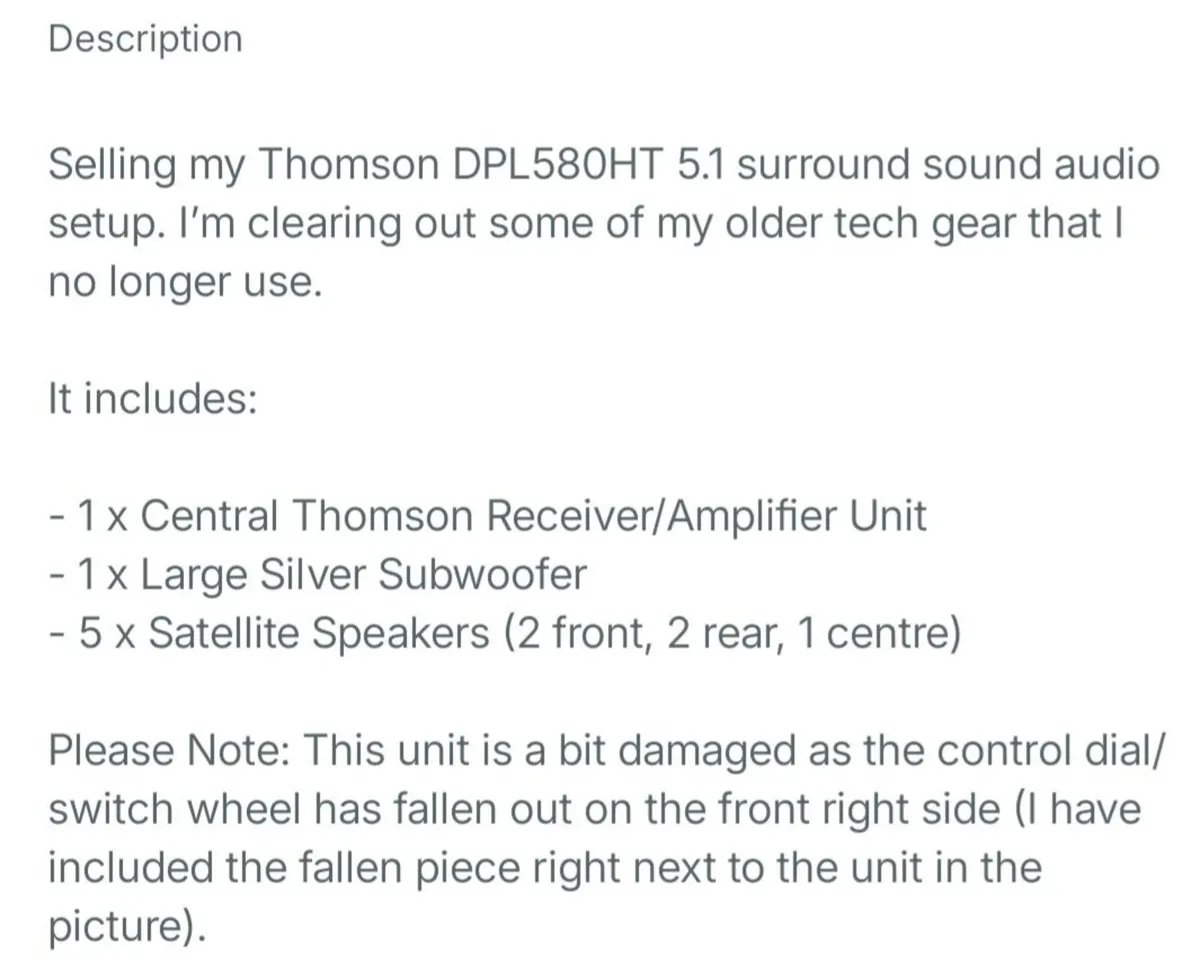 Thomson DPL580HT 5.1 surround sound audio setup - Image 2