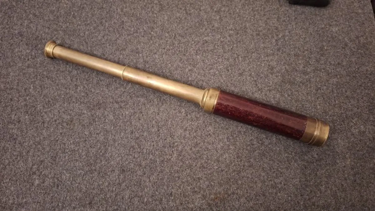 Vintage brass and wood telescope - Image 2