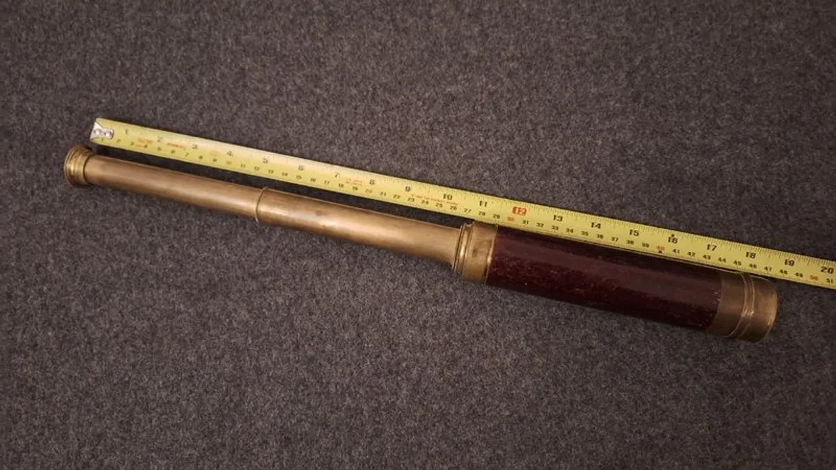 Vintage brass and wood telescope - Image 3