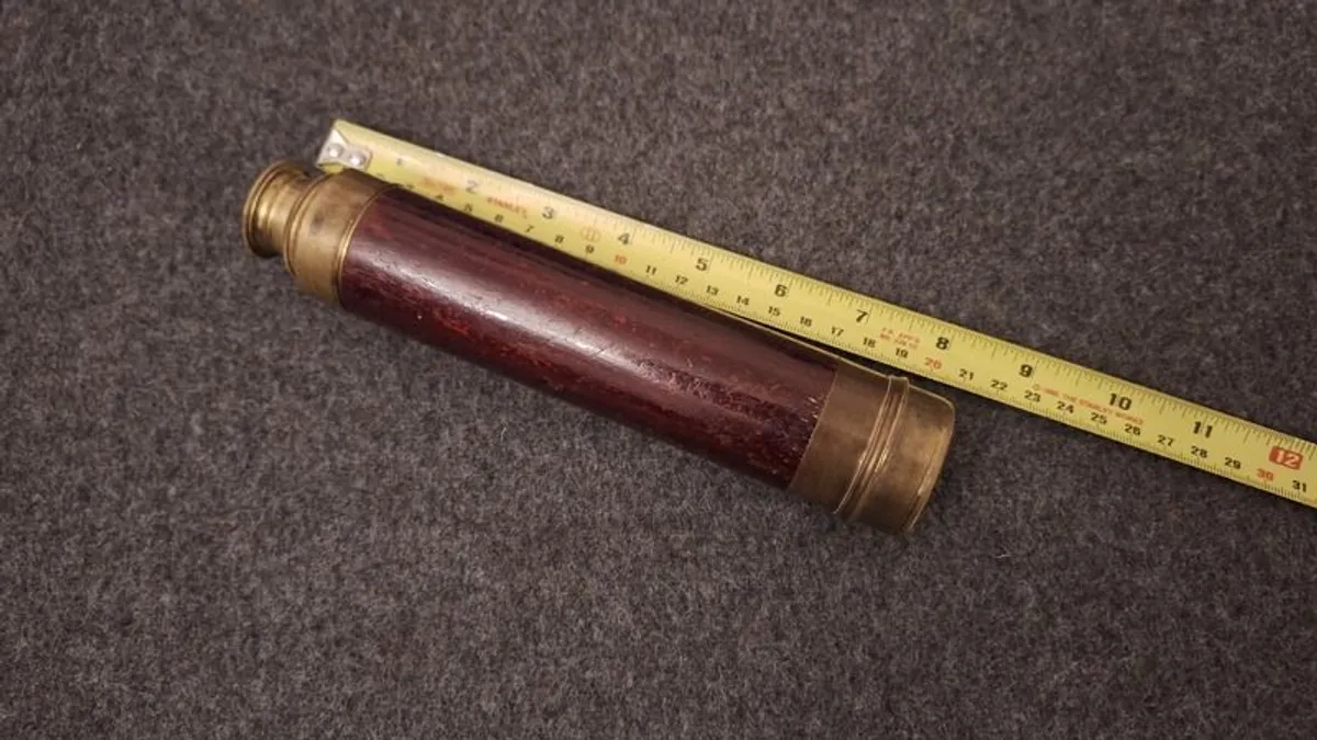 Vintage brass and wood telescope - Image 4