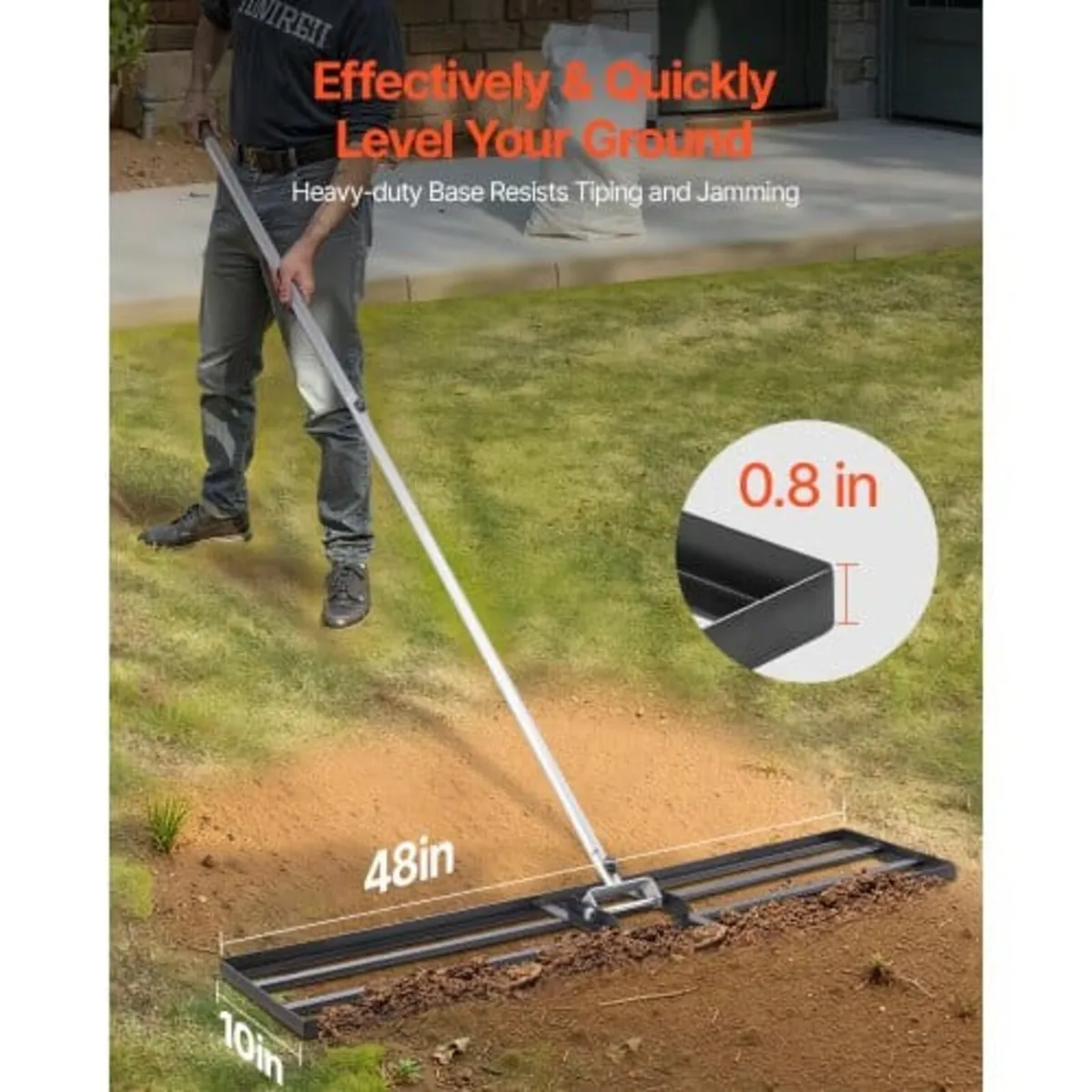 Lawn Leveling Rake, Lawn Leveler with 83.9 in Hand - Image 3