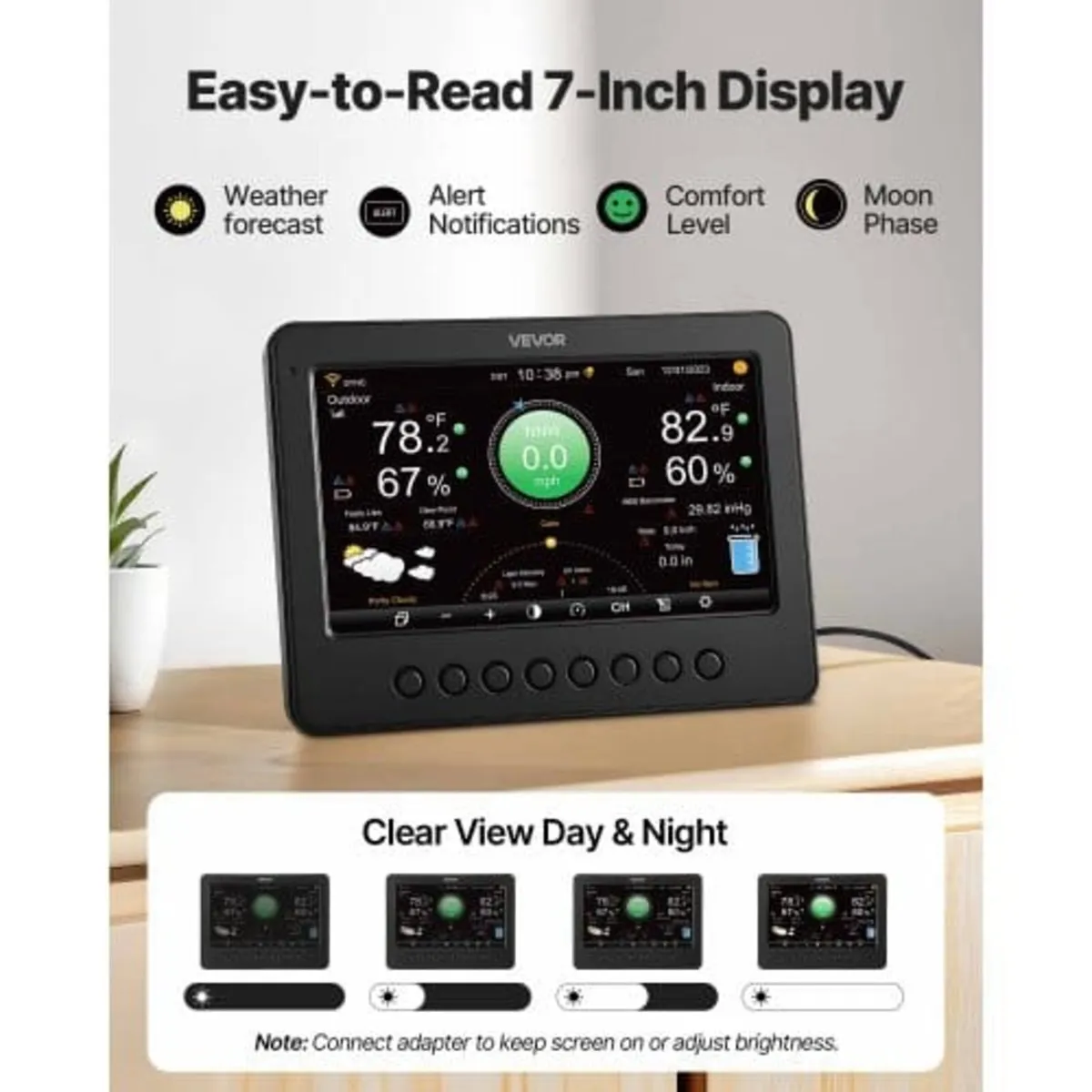 7-in-1 Wi-Fi Weather Station, 177.8 mm TFT Display - Image 3
