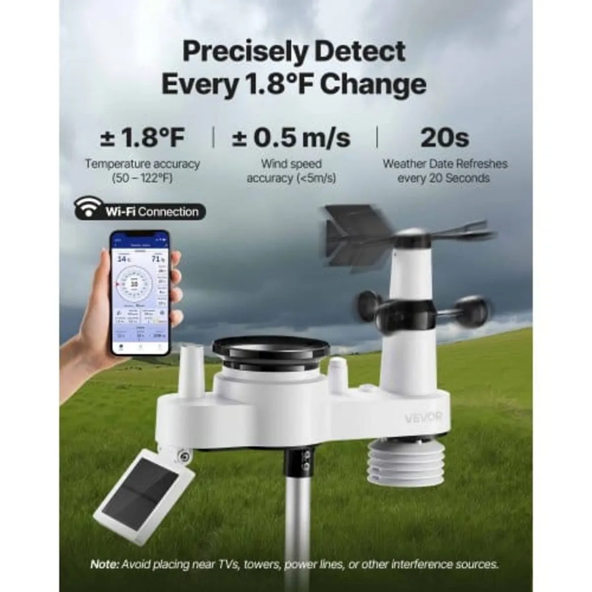 7-in-1 Wi-Fi Weather Station, 177.8 mm TFT Display - Image 4