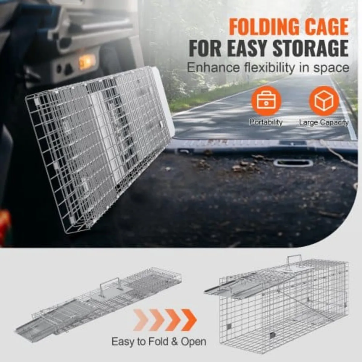 Live Animal Cage Trap, 79 x 25 x 30.5 cm Humane Ca - Image 2