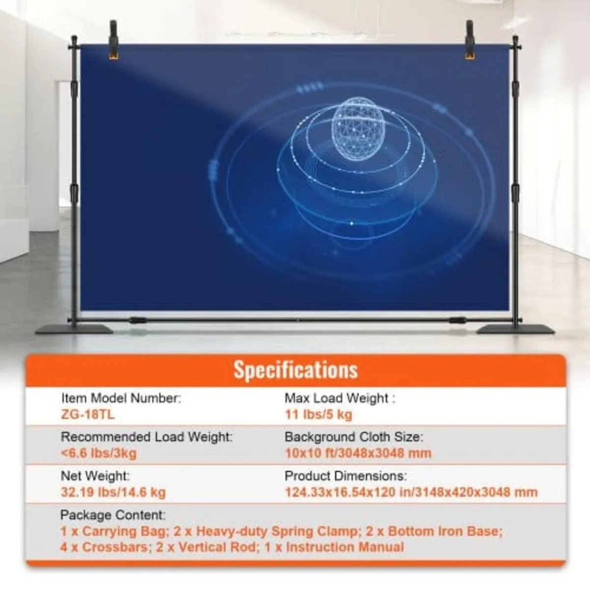 304.8 x 304.8 cm Pipe and Drape Kit, Heavy Duty Ba - Image 4