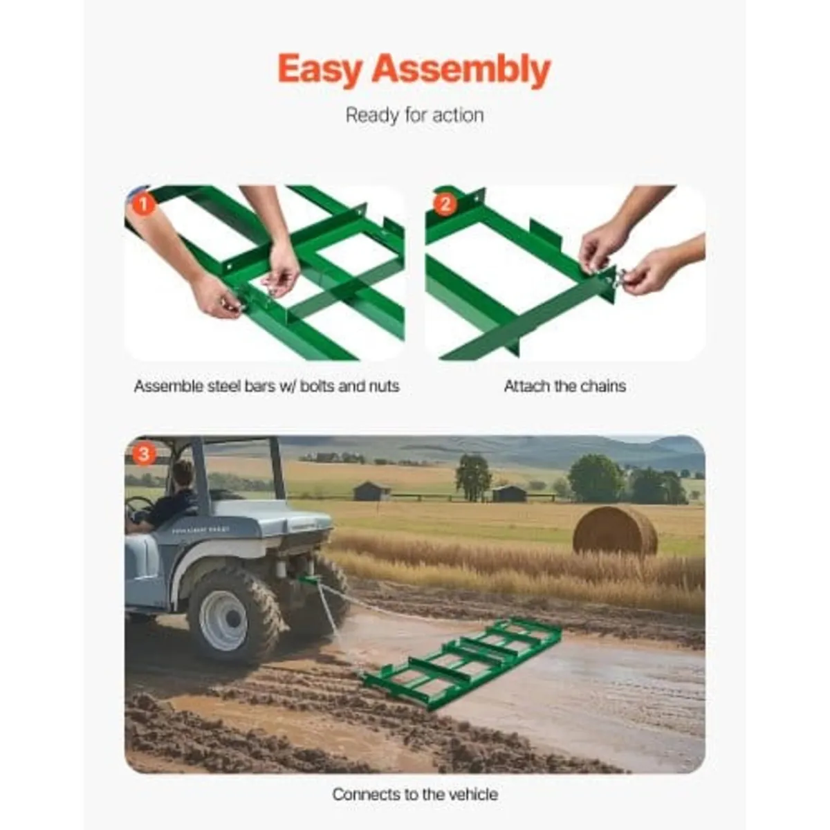 Drag Harrow, 6 ft Heavy Duty Tow Behind Drag Harro - Image 4