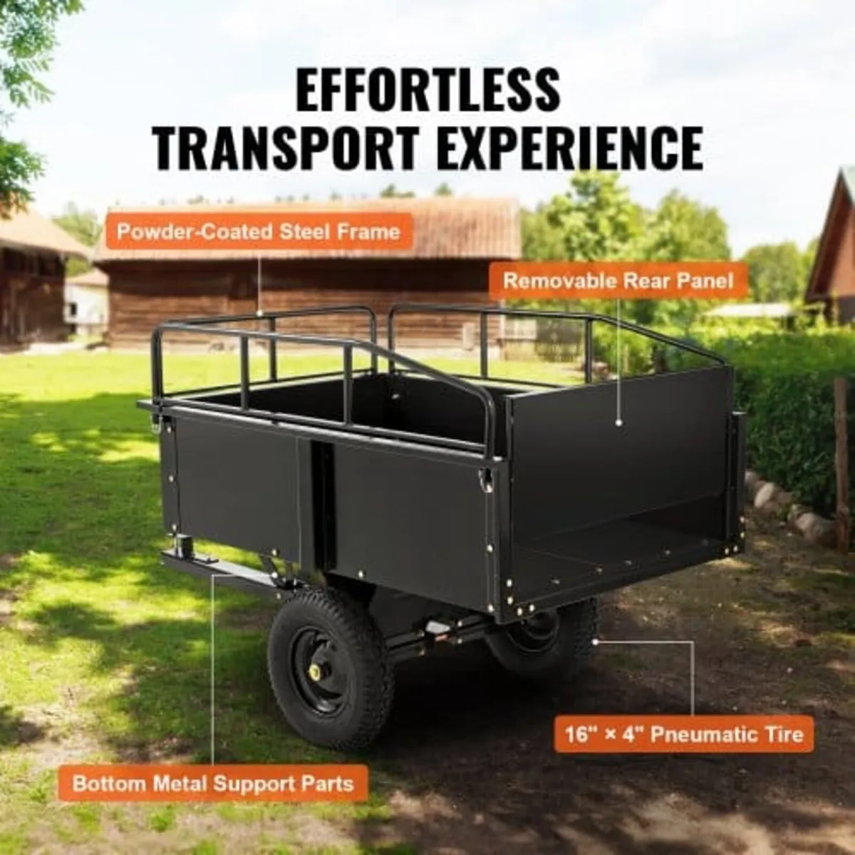 Heavy Duty ATV Trailer Steel Dump Cart, 340 kg 0.4 - Image 2