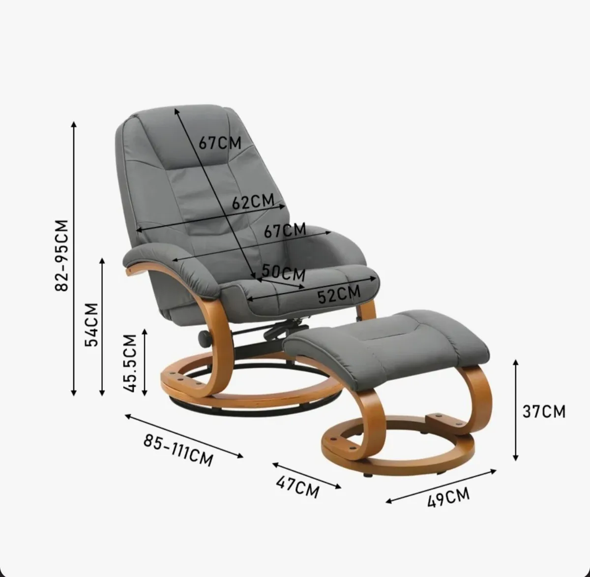 Inclined swivel Chair with footrest - Image 3