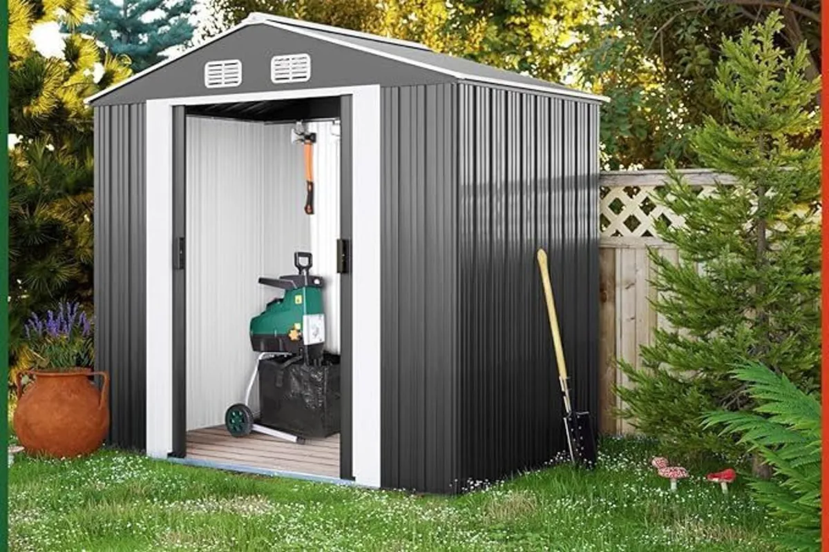 7ft x 4ft Metal Garden Shed with Foundation Frame - Image 3